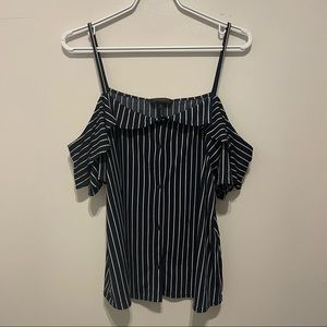 Banana Republic striped off the shoulder button top.